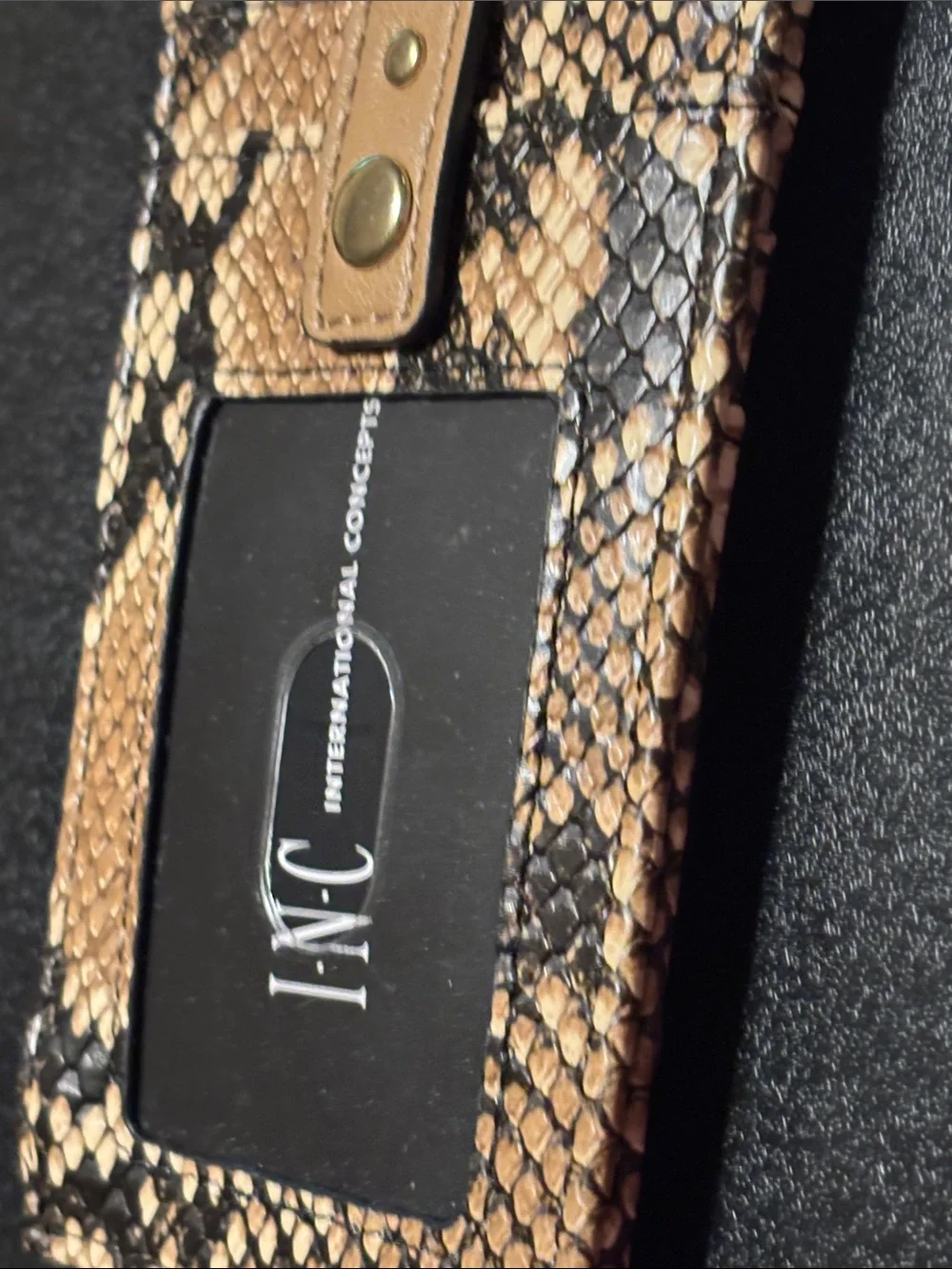 INC‎ International Concepts Tan and Black Snake-Print Wallet